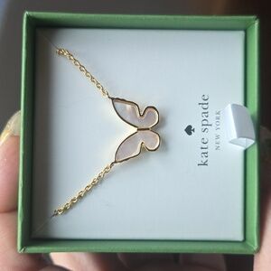 Kate Spade Gold and White Social Butterfly Necklace, New In Box